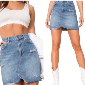 We The Free “Hailee” Distressed Denim Skirt